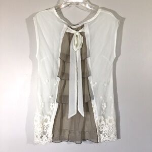 a’reve Ruffle Back Floral Lace Tunic Blouse